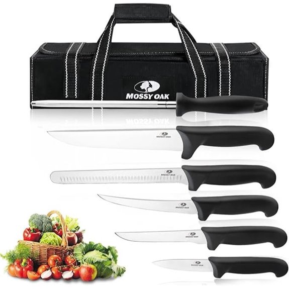 Mossy Oak 6-Piece Chef Knife Set with Roll Bag
