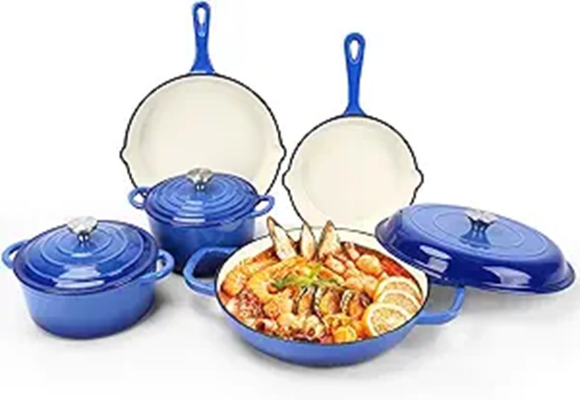 Nonstick Enameled Cast Iron Cookware Set (8 Pieces)