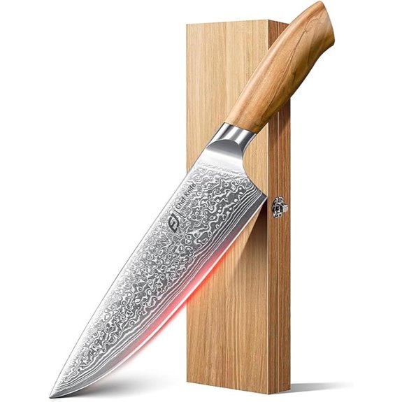Damascus Chef Knife with Olive Wood Handle