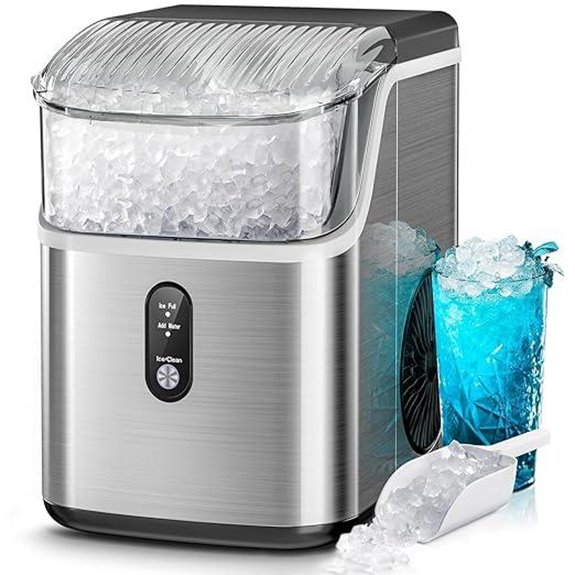 Kismile Portable Nugget Ice Maker with Self-Cleaning