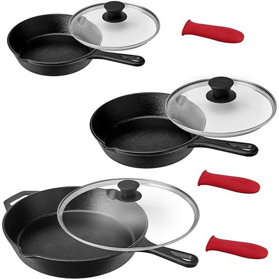 MegaChef Pre-Seasoned 9 Piece Cast Iron Skillet Set