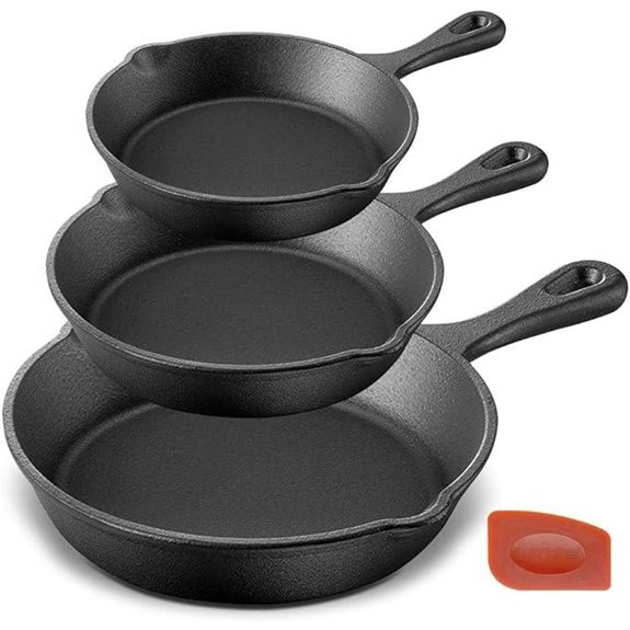 NutriChef 3-Piece Pre-Seasoned Cast Iron Skillet Set