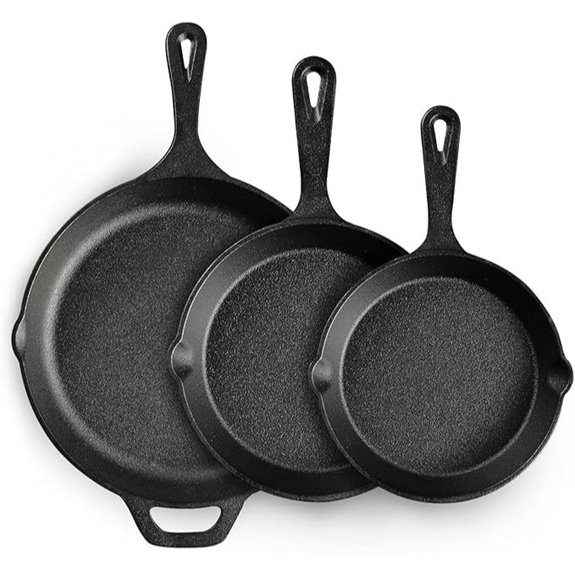 EWFEN Cast Iron Skillet Set 6-10 inch Pre-Seasoned