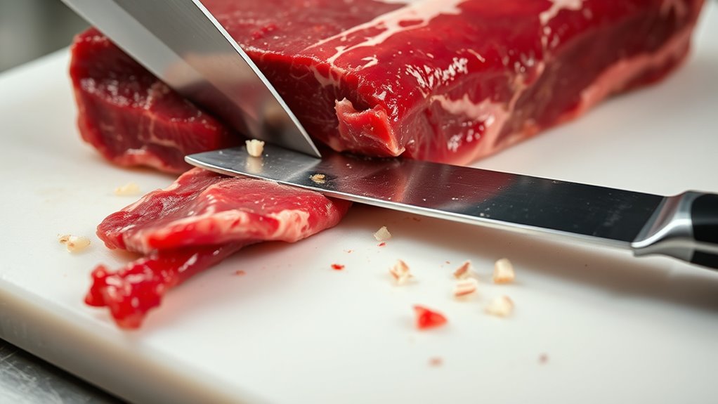 precise knife meat trimming