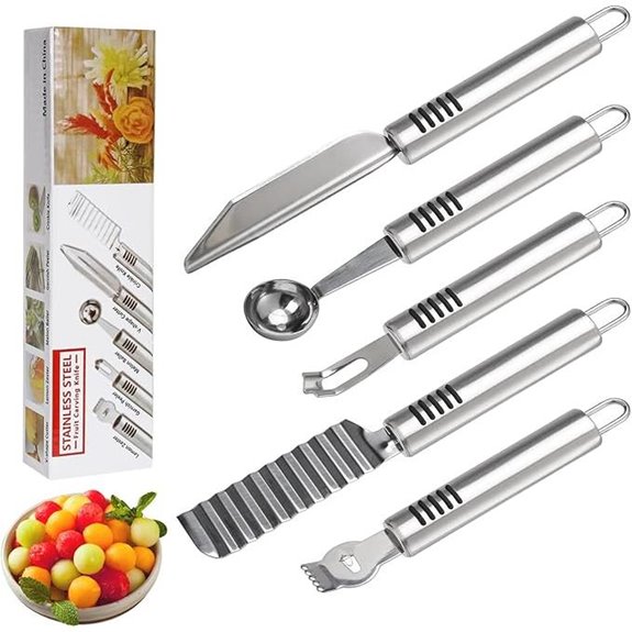 Stainless Steel Fruit Carving Knife Set (5 Pack)