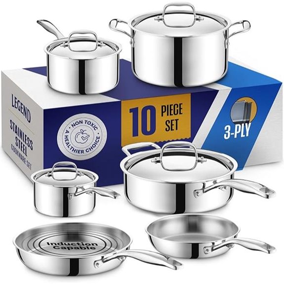 Legend Cookware 10-Piece Stainless Steel Pots and Pans