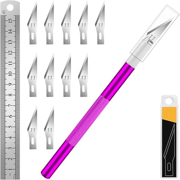DIYSELF Craft Knife Kit with Steel Ruler (Purple)