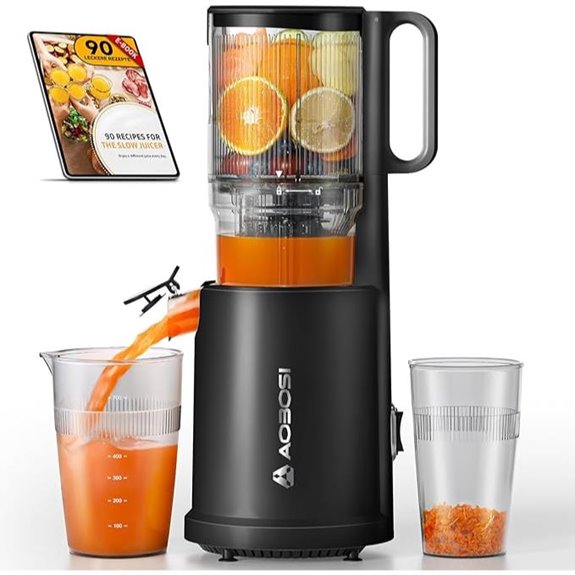 Cold Press Juicer with Wide Feed Chute and Quiet Motor