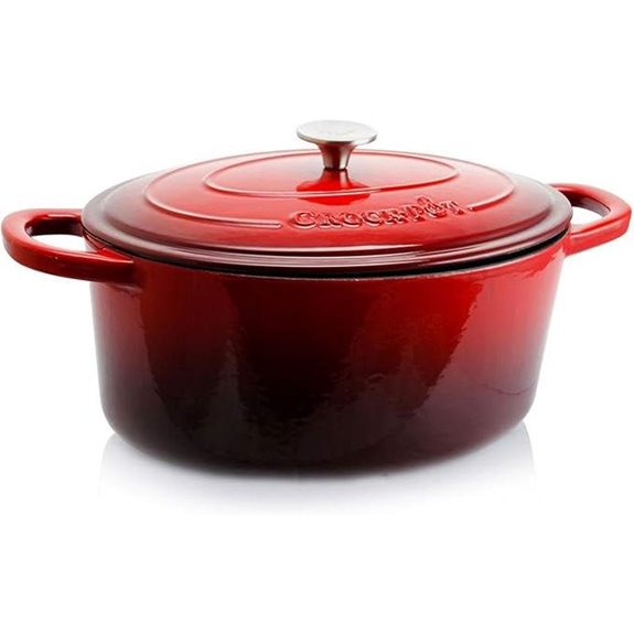 Crock-Pot Artisan Oval Enameled Cast Iron Dutch Oven 7-Quart Scarlet Red