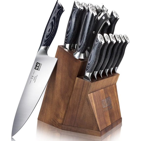 SHAN ZU Kitchen Knife Block Set with Removable Block