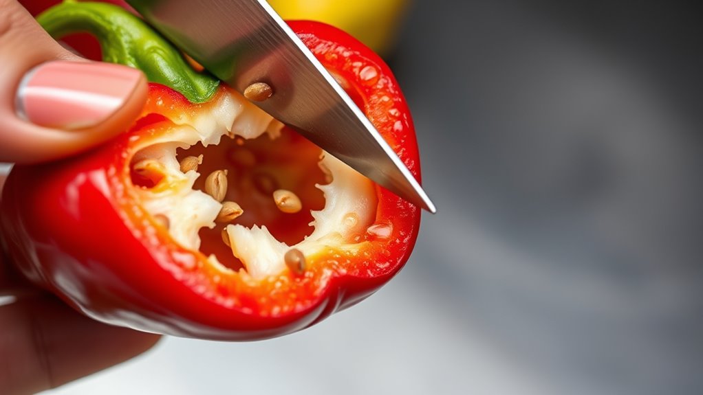 remove pepper pith easily