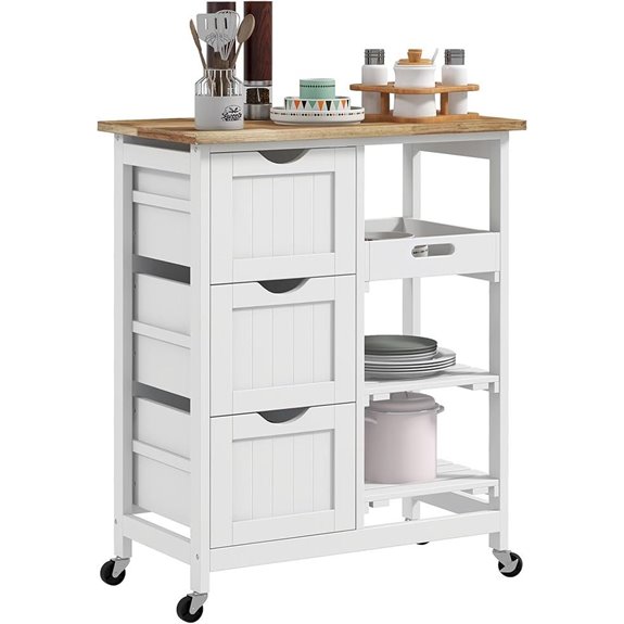 HOMCOM Rolling Kitchen Cart with Shelves and Drawers