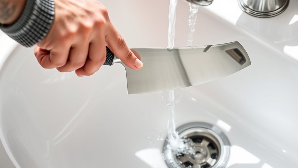 safe knife cleaning technique
