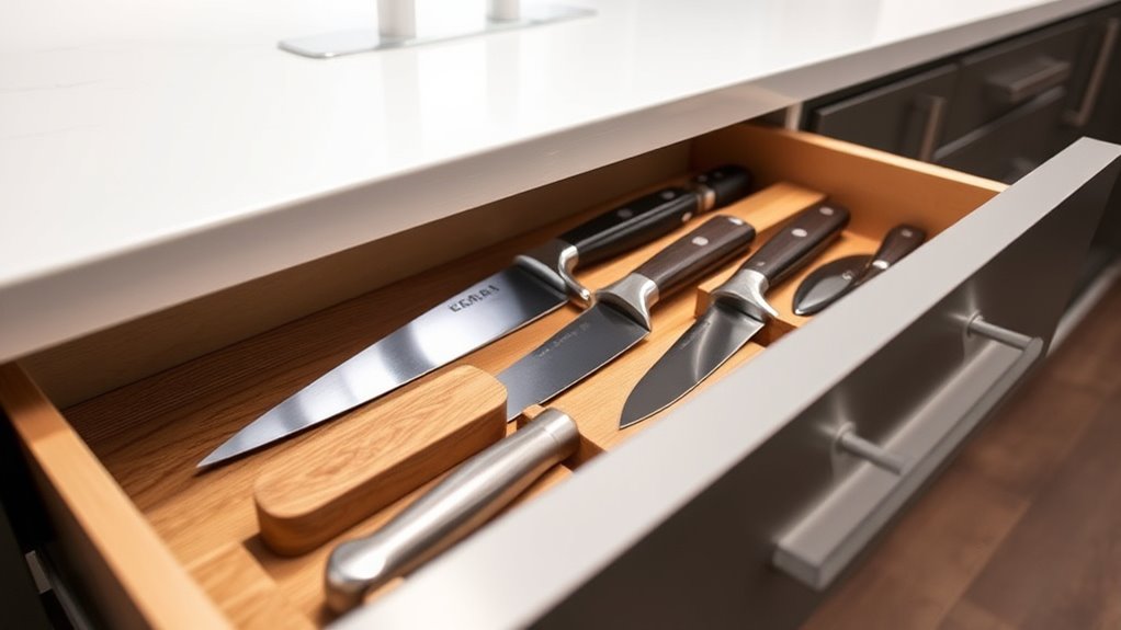 secure knife drawer organization