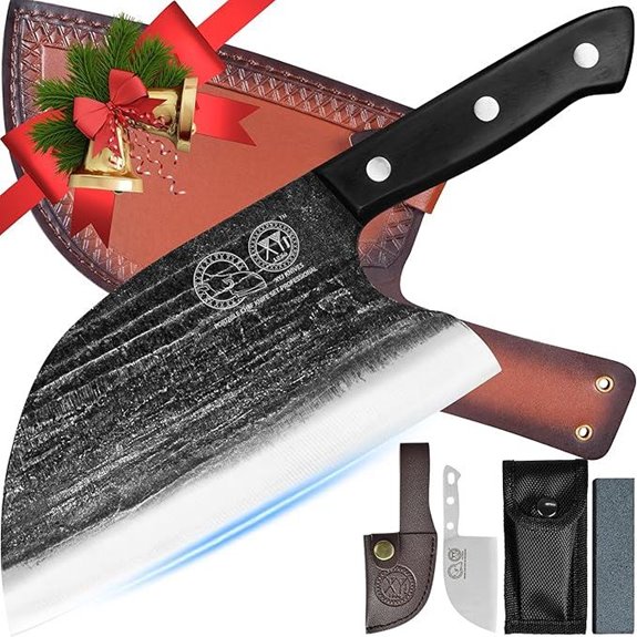 serbian chef knife with leather sheath