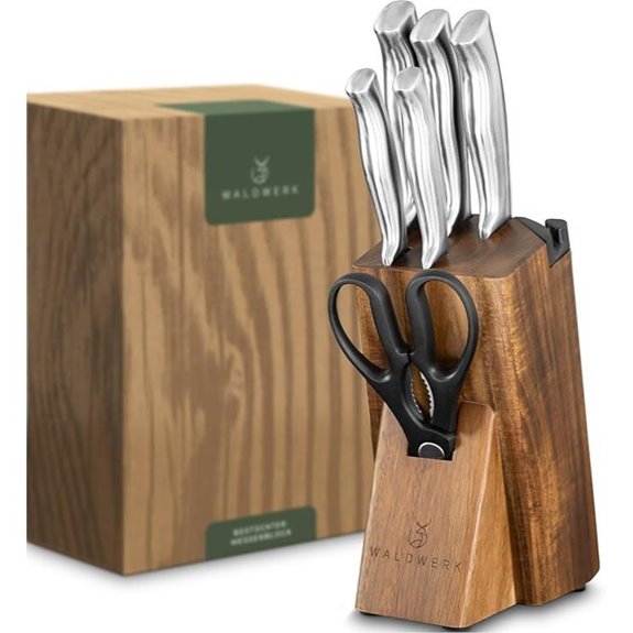 WALDWERK 7-Piece Kitchen Knife Set with Sharpener