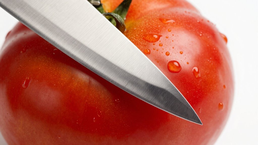sharp edge slips on tomato