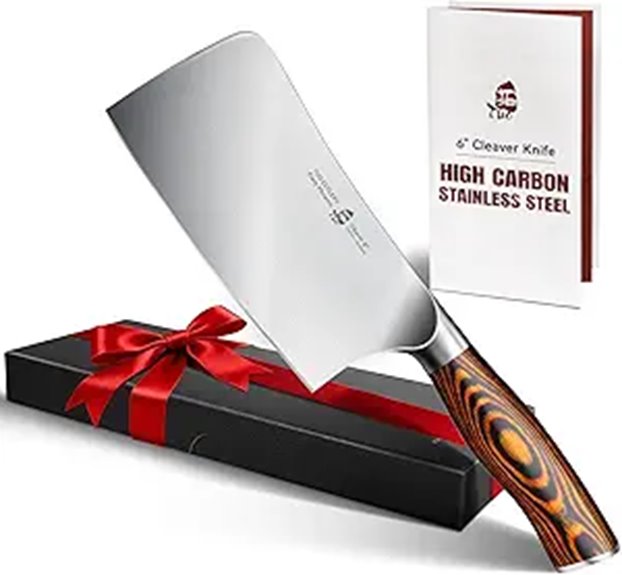 TUO 6-Inch Multi-Purpose Meat Cleaver with Pakkawood Handle