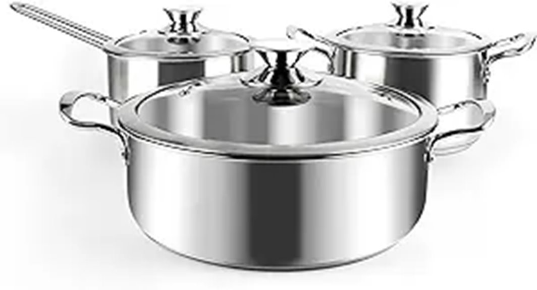 Stainless Steel 6-Piece Cookware Set with Lids
