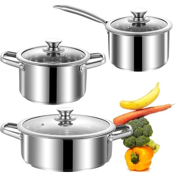 Stainless Steel 6-Piece Nonstick Cookware Set