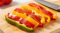 slice peppers into strips