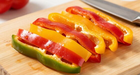slice peppers into strips