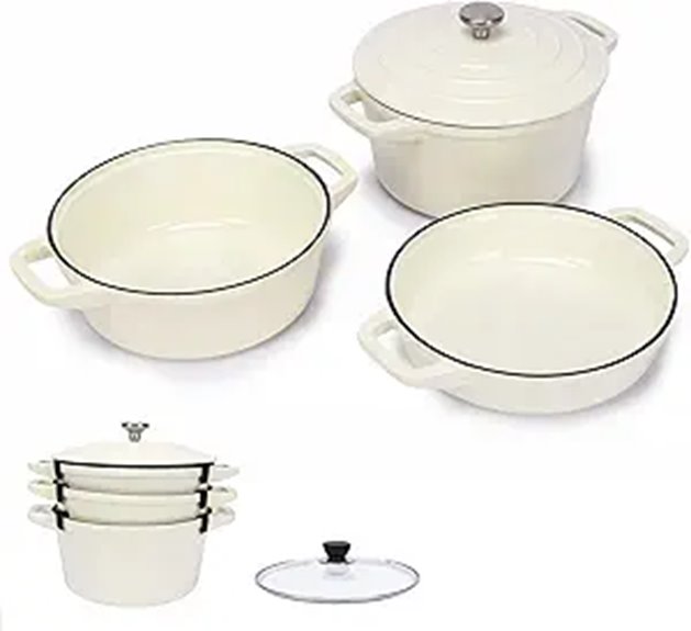 Hisencn Stackable Enamel Cookware Set 5-Piece