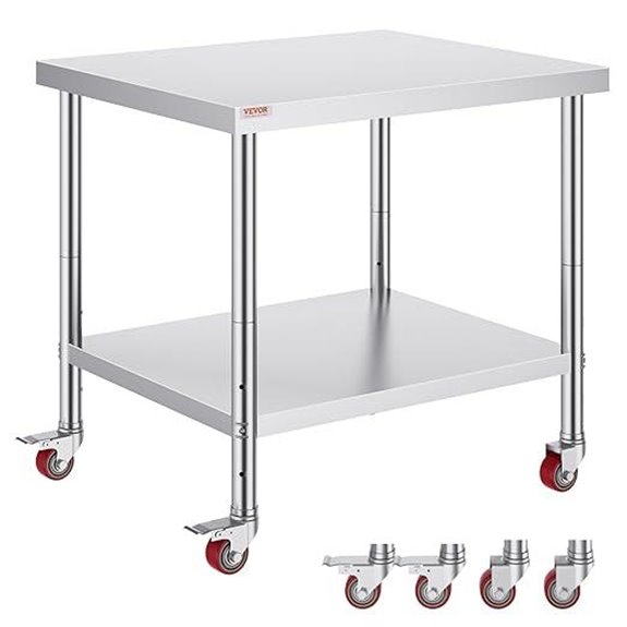 Vevor Stainless Steel Work Table with Adjustable Shelf