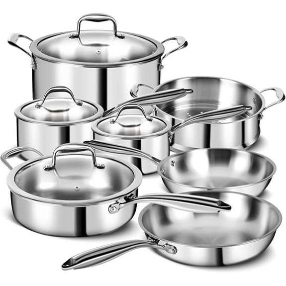 11-Piece Stainless Steel Cookware Set with Lids
