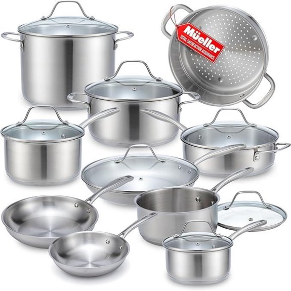 Mueller 17-Piece Stainless Steel Cookware Set