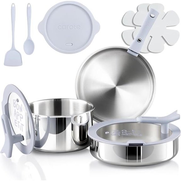 CAROTE 11-Piece Tri-Ply Stainless Steel Cookware Set