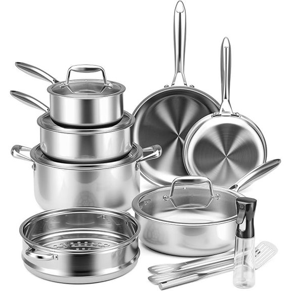 VONIKI Stainless Steel Cookware Set with Steamer Basket
