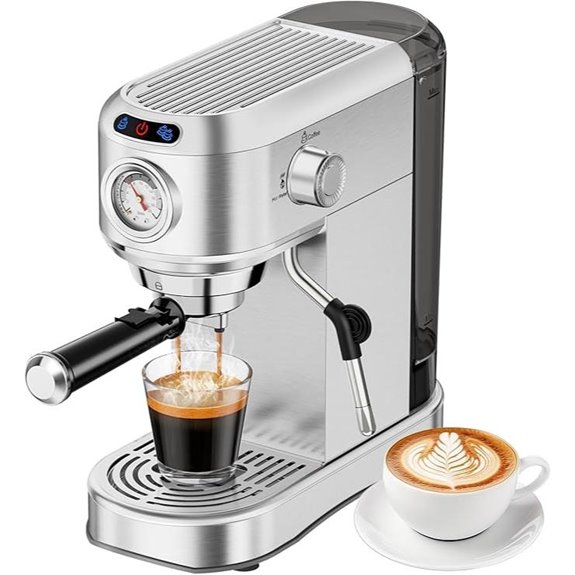 Compact Stainless Steel Espresso Machine with Milk Frother