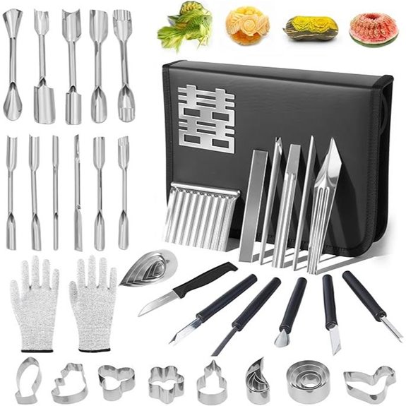 48-Piece Stainless Steel Fruit Carving Tools Set