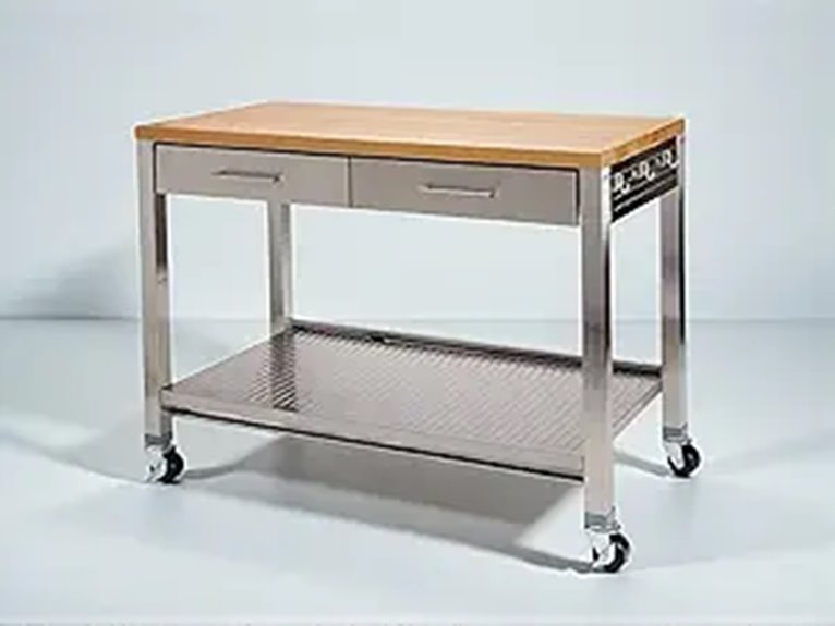 Heavy Duty Stainless Steel Kitchen Cart with Wood Top