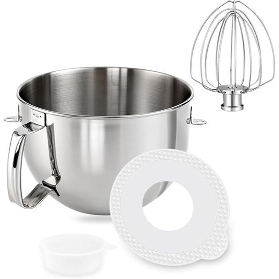 KitchenAid 6 Qt Stainless Steel Mixer Bowl & Whisk Set