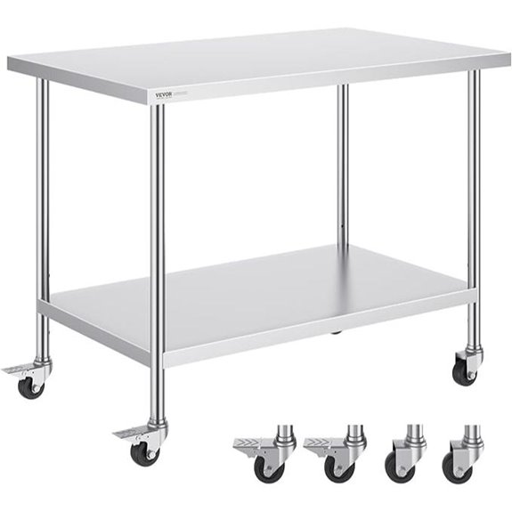 VEVOR Stainless Steel Work Table with Wheels