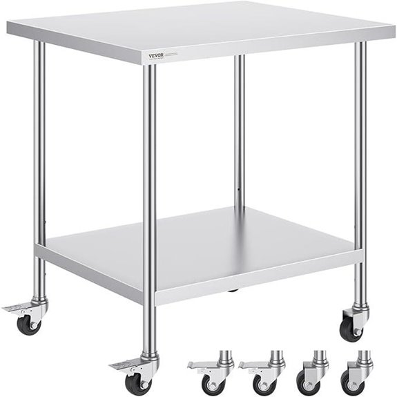 VEVOR Stainless Steel Work Table with Wheels