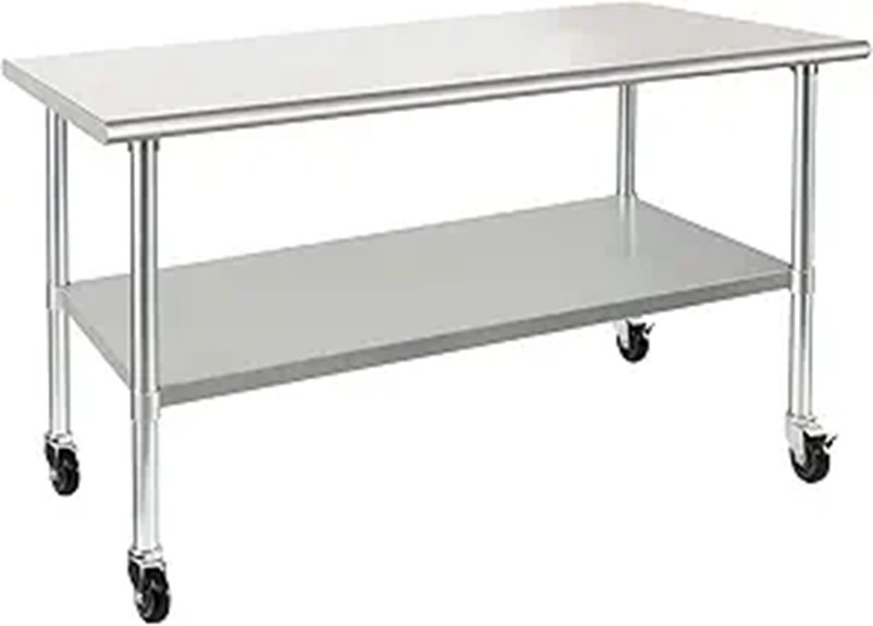 HARDURA Stainless Steel Mobile Work Table with Undershelf