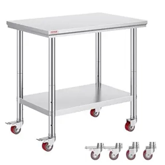Vevor Mophorn Stainless Steel Work Table with Casters