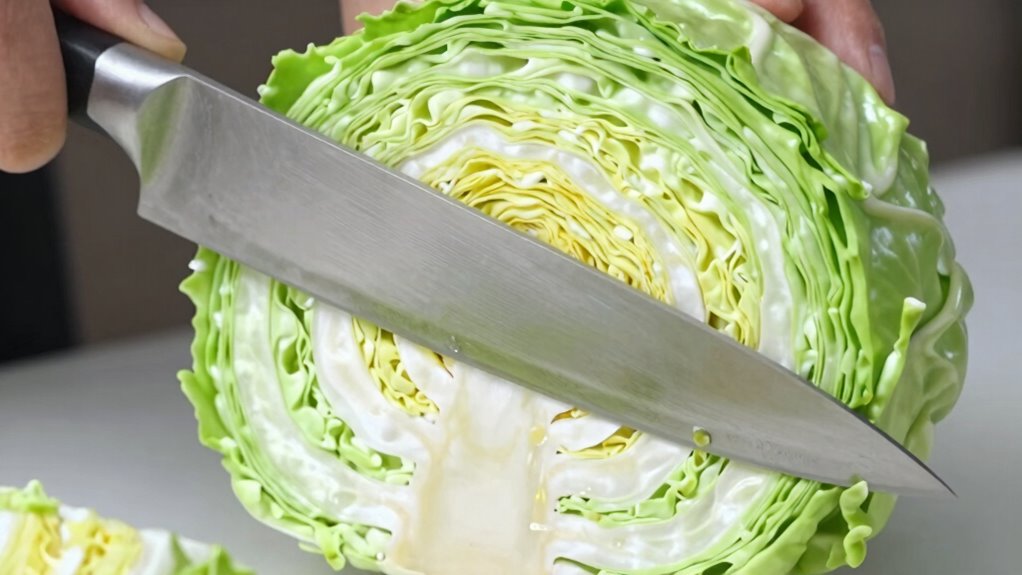 thin cabbage core slices