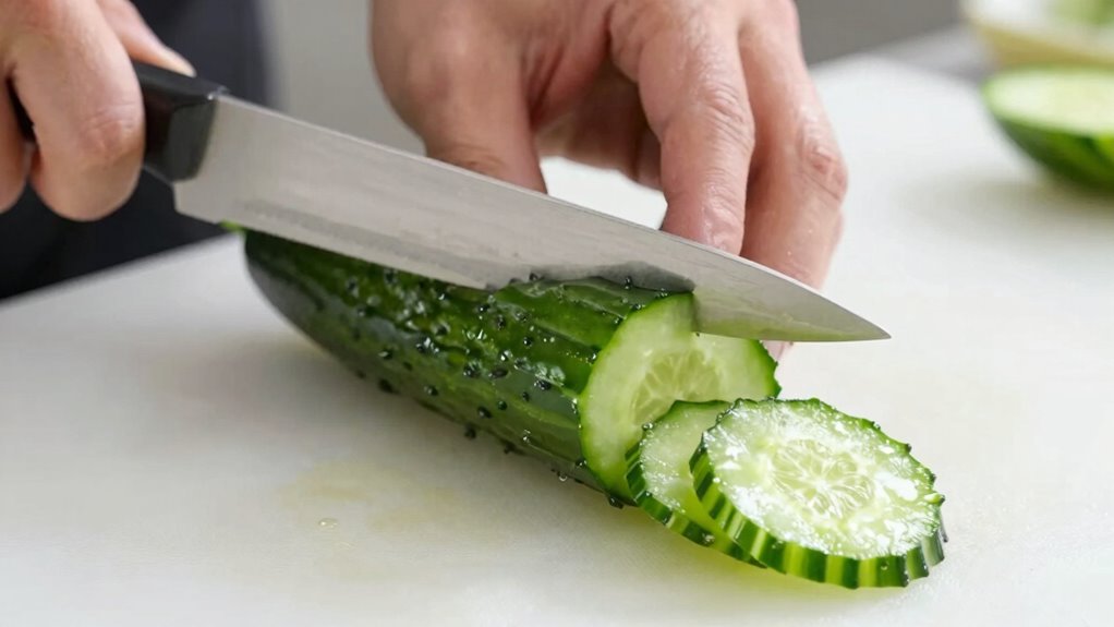 thin cucumber slices technique