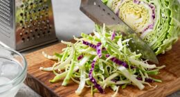 thinly sliced crisp cabbage