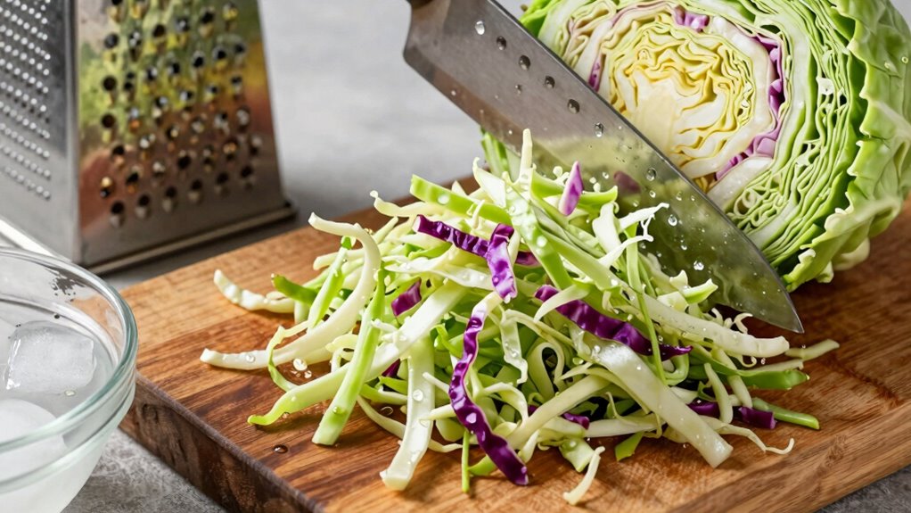 thinly sliced crisp cabbage