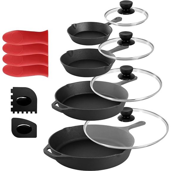 MegaChef 13-Piece Cast Iron Skillet Set
