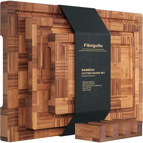 End Grain Bamboo Cutting Board Set (3 Pcs)