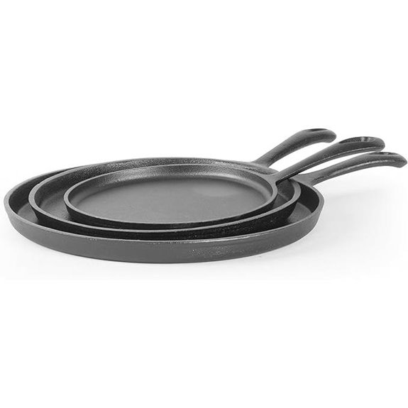 Commercial Cast Iron Griddle Pan Set (3-Piece)