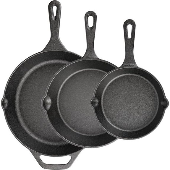 Cast Iron Skillet Set 3 Pcs 6-10 Inches