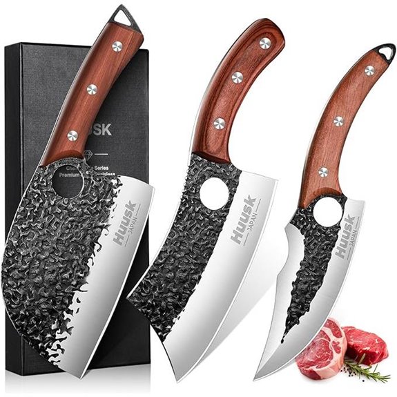 Huusk 3-Piece Forged Kitchen Meat Knives Set
