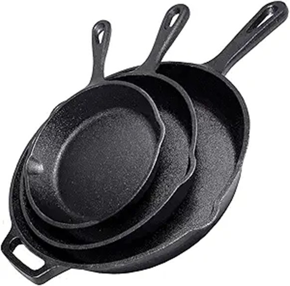 Cast Iron Skillet Set 3 Pieces Pre-Seasoned Cookware